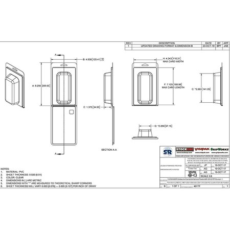 Visipak Thermoform-CLAMSHELL-#401-8.250-4.938-5.563-2.250-1.375-0.020-CLEAR, 300PK 401TF